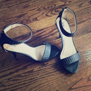 Sexy black ankle strap heels